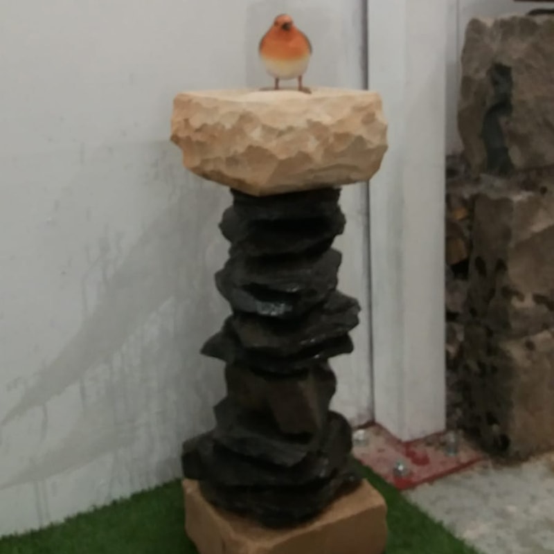 Stone Carved Sunflower Bird Bath/Feeder